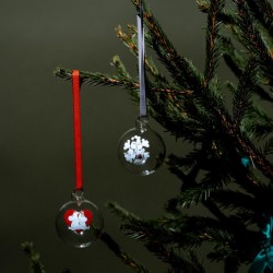 Set med  2 st Mumin glaskulor hjärta och snöflinga 5 cm