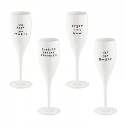 Koziol CHEERS No.1 SAY IT IN STYLE Champagneglas vita med Texter 10 cl 4-Pack
