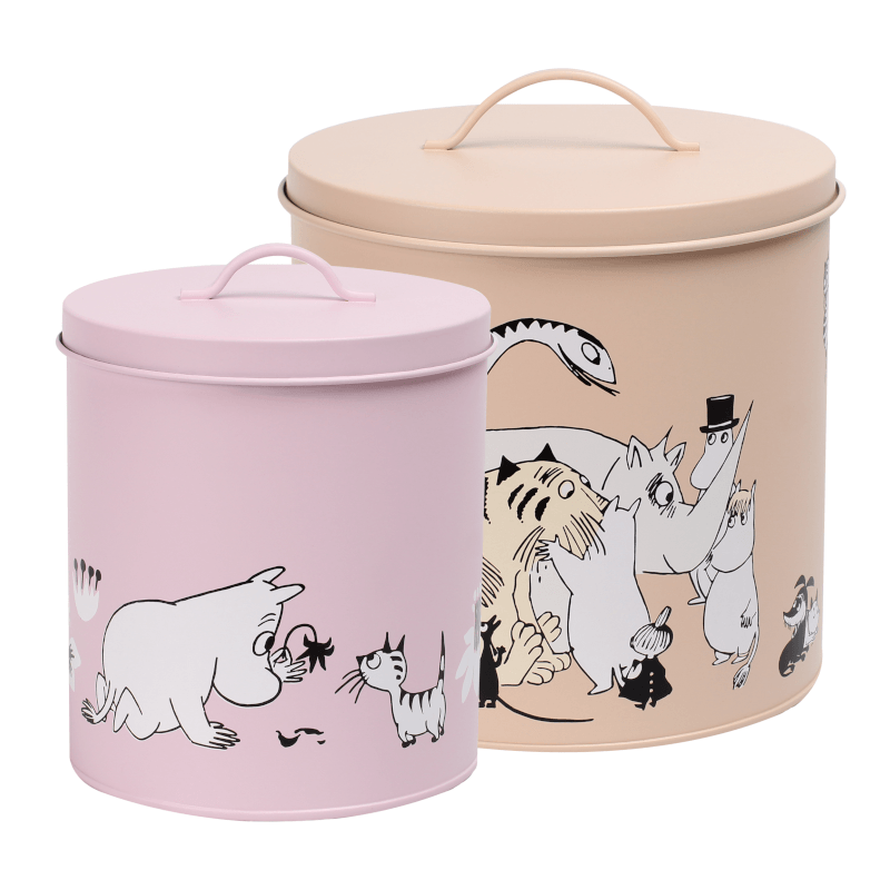 Mumin Förvaringsburkar för Husdjur Beige/Rosa 2-pack