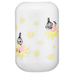 Glasvas med Lilla My och gula blommor från Mumin Flowers