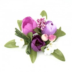Ljusmanschett för kronljus lila tulpaner och vårblommor