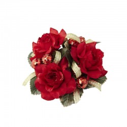 Ljusmanschett till kronljus med röda rosor