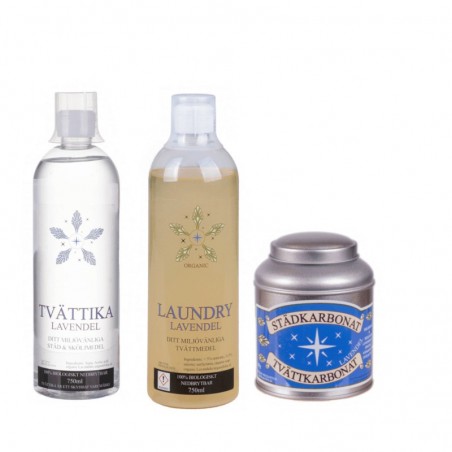 Komplett set Laundry, Tvättika och Städ & tvättkarbonat lavendel
