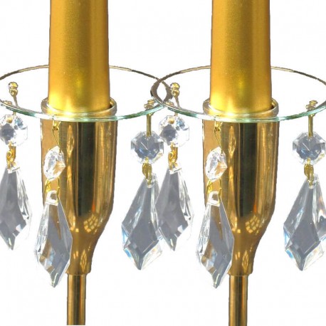 Ljusmanschett glas med guldfärgat kant och prismor