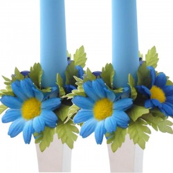 Ljusmanschetter för kronljus 2-pack med tusensköna, blå