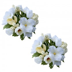 Ljusmanschett med vita blommor