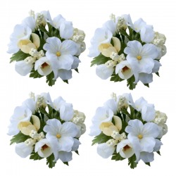 Ljusmanschett med vita blommor