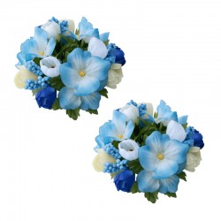 Ljusmanschetter2-pack med blå blommor