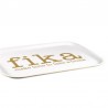 Bricka Make time FIKA 27 X 20 cm, vit med guldfärgad text