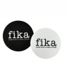 Glasunderlägg 4-pack "Fika" svart och vit