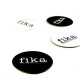 Glasunderlägg 4-pack "Fika" svart och vit