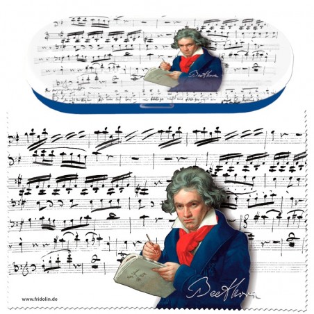 Set med glasögonetui Ludwig van Beethoven i metall och putsduk
