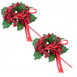 Ljusmanschett jul till kronljus med frostiga röda bär och gröna blad