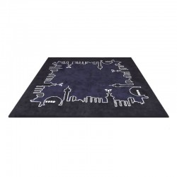 Ullmatta i New Zealand Wool. Stockholm skyline 180x180 cm