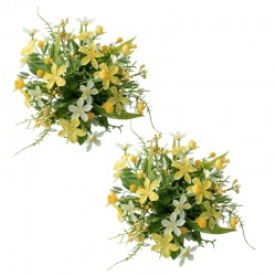 Ljusmanschett för kronljus med gula och vita blommor