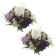 Ljusmanschett för blockljus med lila blommor innermått 8 cm och yttermått 20 cm