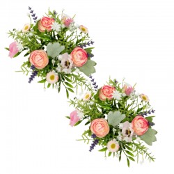 2-pack ljusmanschetter för kronljus med rosa rosor och andra blommor, innermått 3 cm och yttermått 16 cm