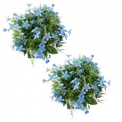 2-pack ljusmanschett för blockljus med blå blommor, innerdiameter 8 cm och ytterdiameter 22 cm