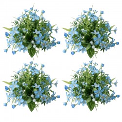 4-pack ljusmanschetter för kronljus med blåa blommor, innerdiameter 3 cm och ytterdiameter 16 cm