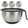 Set med rostfri skål med lock och handtag 1.2 liter och rivjärnstillsats