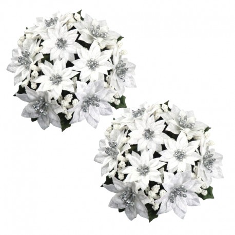 Ljusmanschetter 2-pack för blockljus vita julstjärnor, innermått 7.8 och yttermått 20 cm