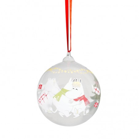 Mumin Julkula i glas Happy Holidays 9 cm i diameter från Muurla