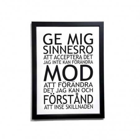 Poster Ge mig sinnesro  30X40 cm vit med svart text. Obs! utan ram