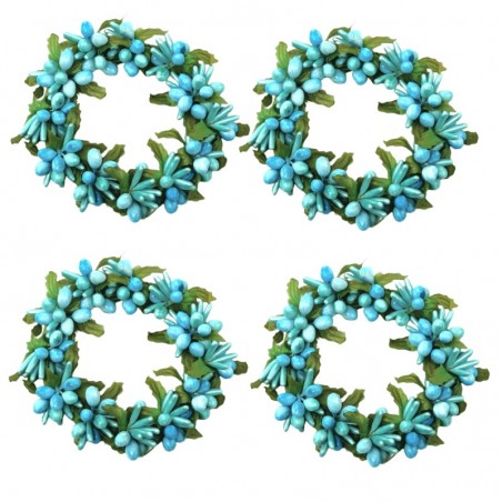 Ljusmanschetter 4-pack för blockljus blåa bär innerdiameter 6,5 cm