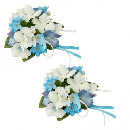 Ljusmanschett för kronljus med blå och vita blommor