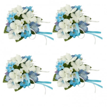 Ljusmanschett för kronljus med blå och vita blommor