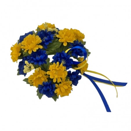 Ljusmanschett för kronljus med gula och blå blommor