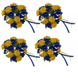 Ljusmanschett för kronljus med gula och blå blommor