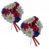 Ljusmanschett för kronljus med röda, vita och blå blommor
