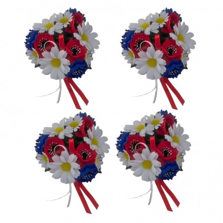 Ljusmanschett för kronljus med röda, vita och blå blommor