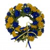 Ljusmanschett för blockljus med blå och gula blommor