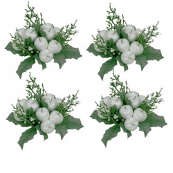 Ljusmanschetter 4-pack med vita bär och gröna blad för kronljus