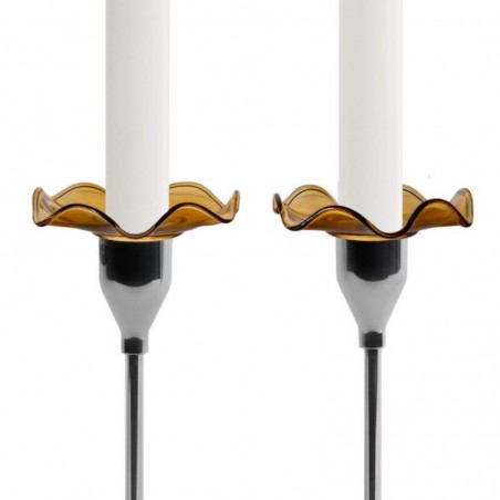Viva vågig ljusmanschett i glas amber färg, 2-pack