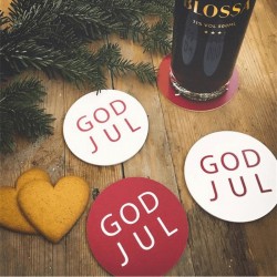 Glasunderlägg 4-pack "God Jul"