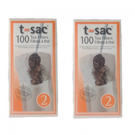2-pack Tepåsar t-sac nr 2, 100 tefilter för stor kopp eller tekanna 0,5 - 0,8 liter