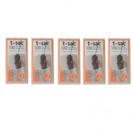 5-pack Tepåsar t-sac nr 2, 100 tefilter för stor kopp eller tekanna 0,5 - 0,8 liter