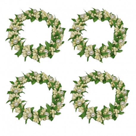 4-pack ljusmanschetter för blockljus med cremefärgade bär innerdiameter 8,5 cm