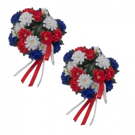 Ljusmanschett för kronljus med röda, vita och blå blommor