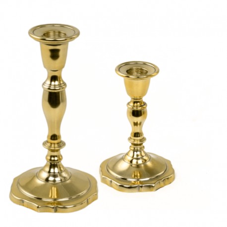 Ljusstakar i metall mässingsfärgad 20 cm och 13 cm