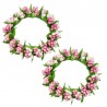 Ljusmanschett för blockljus med rosa och vita bär innerdiameter 7.5 cm