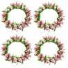 4-pack ljusmanschetter för blockljus med rosa och vita bär innerdiameter 7.5 cm