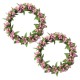 2-pack ljusmanschetter för blockljus med rosa och vita bär innermått 7.5 cm