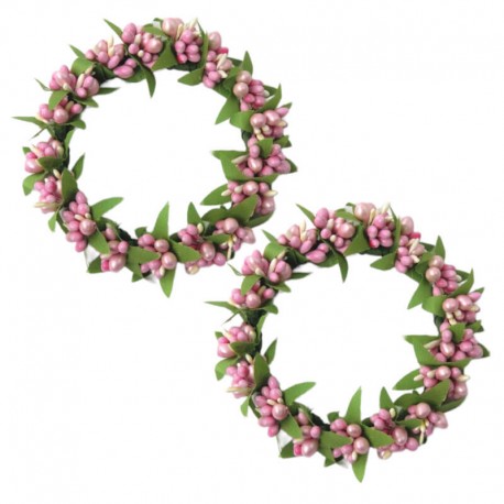 2-pack ljusmanschetter för blockljus med rosa och vita bär innermått 7.5 cm