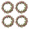Ljusmanschett för blockljus med rosa och vita bär innermått 7.5 cm