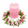 Ljusmanschett för blockljus med rosa och vita bär innerdiameter 7.5 cm