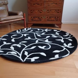 Rund ullmatta Glow svart med vitt mönster 140 cm i diameter från Etol